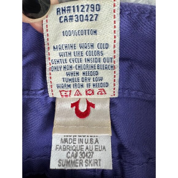 True Religion Womens Purple Mini Skirt Size 26 Y2K Rare NWOT Cotton USA Made - Picture 7 of 12